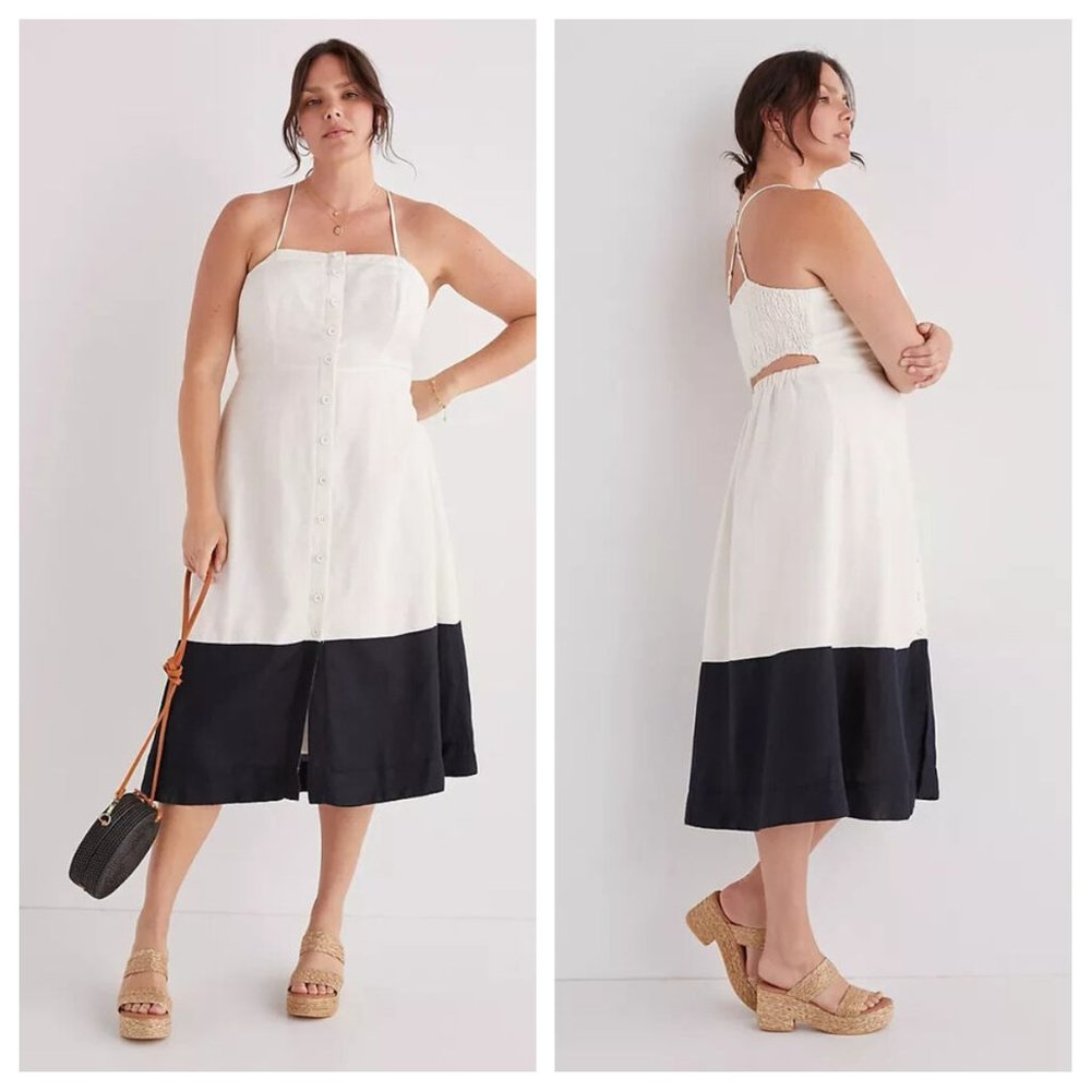 Anthropologie Maeve Colorblocked Contrast Midi Dress Large